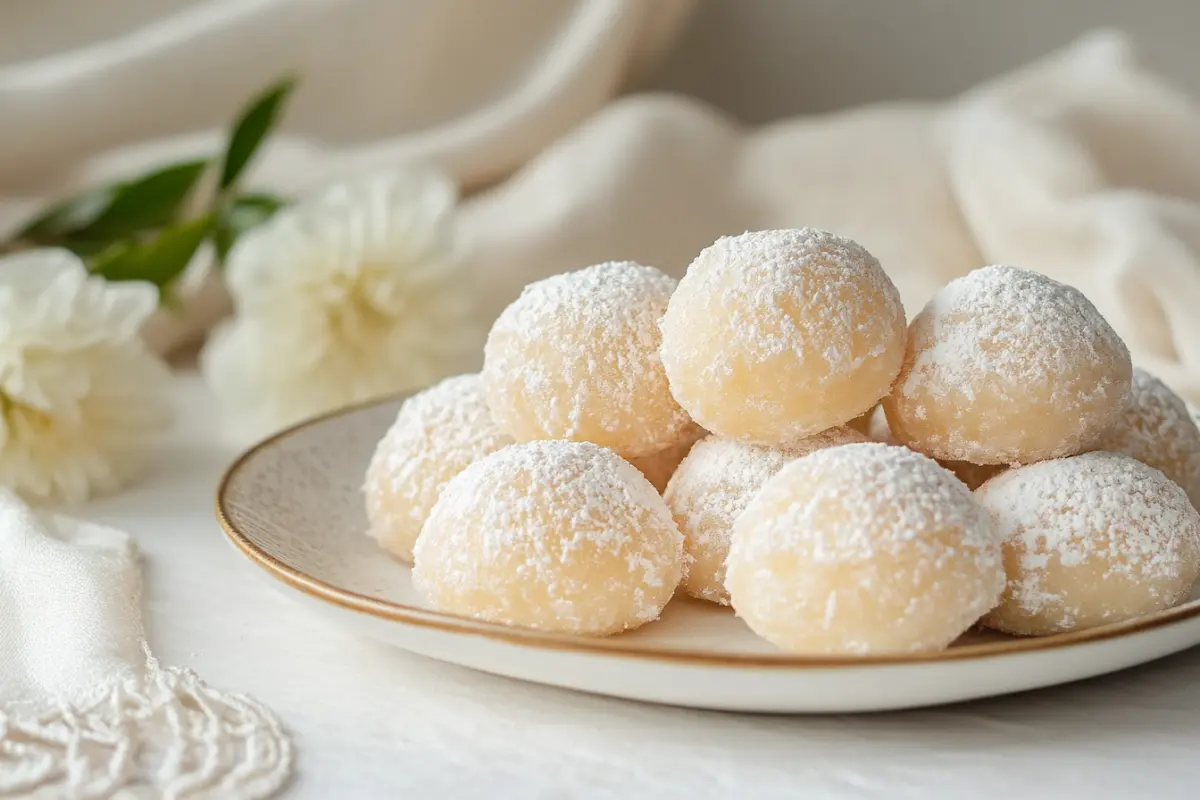 Naturally sugary powdered donuts on a plate