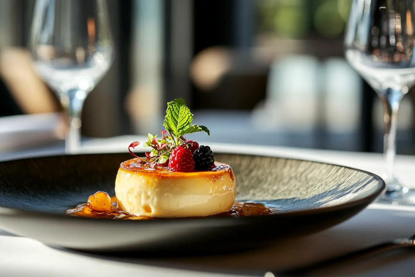 What is the secret to crème brûlée? A close-up of the caramelized topping.