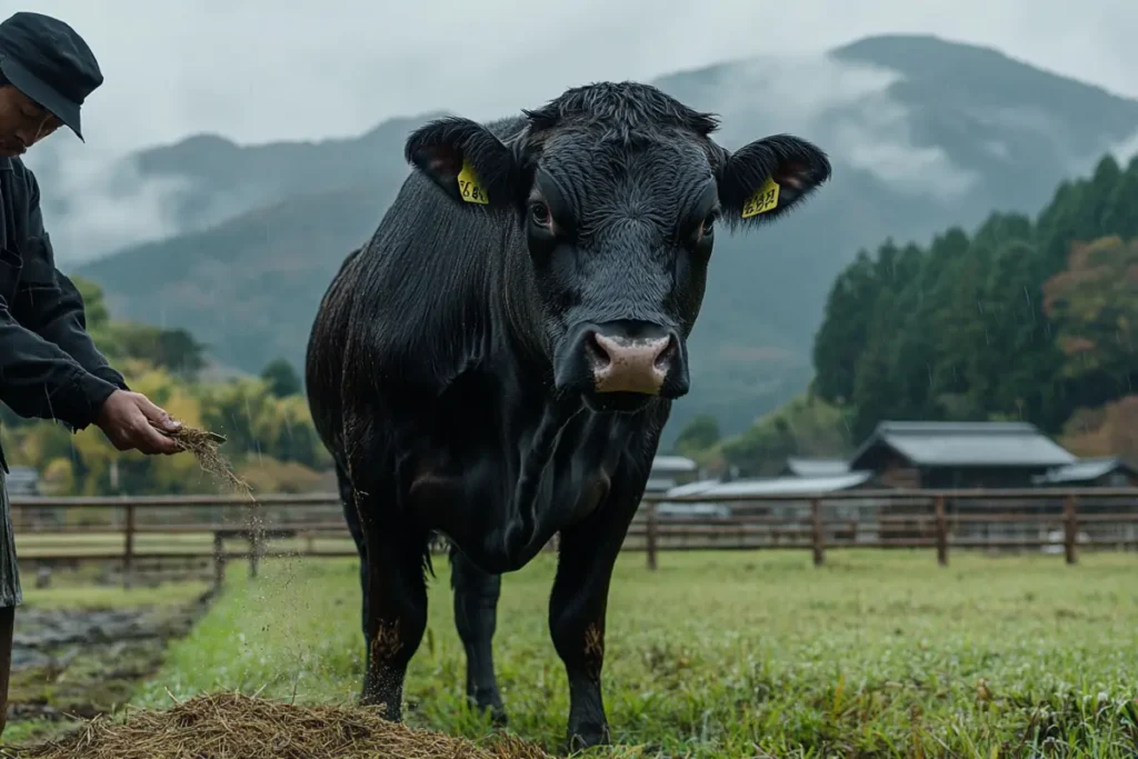 Traditional Japanese Wagyu farm showcasing the cattle responsible for why is Wagyu hamburger so expensive.