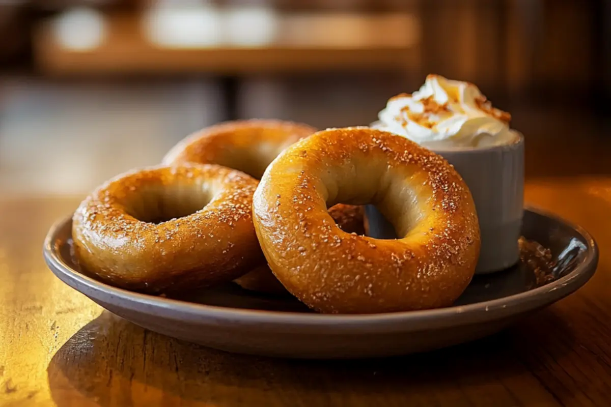 Freshly baked New York-style bagels with cream cheese and lox