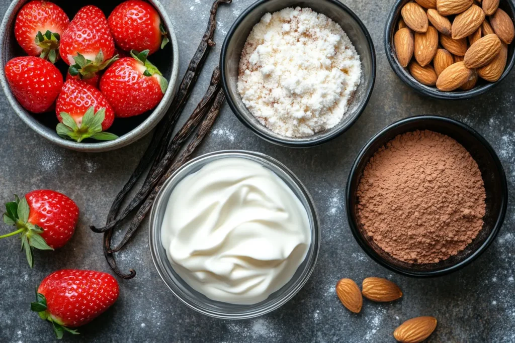 Ingredients for making homemade ice cream cups