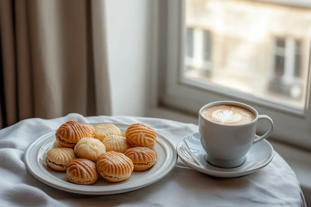 A plate of French cookies served at a Parisian café